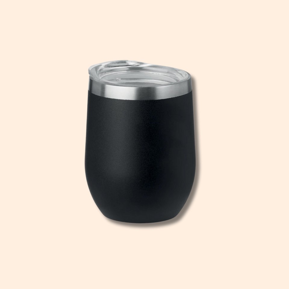 Wine glass with lid - black