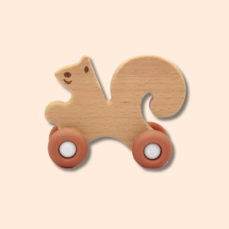 Toy squirrel on wheels