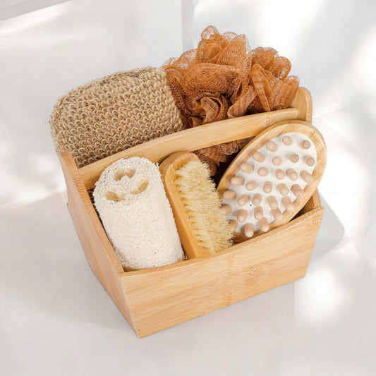 Spa-set in bamboo gift basket