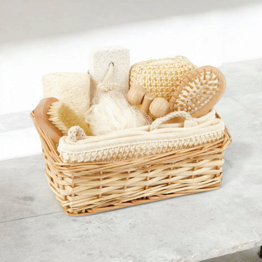 Spa set in braided gift basket