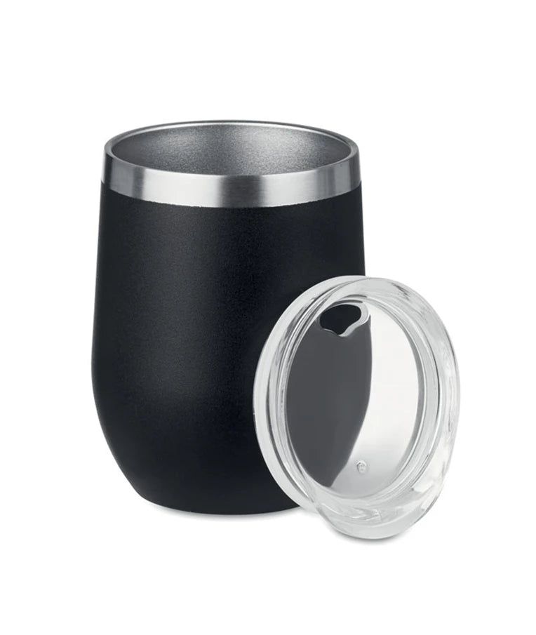 Wine glass with lid - black